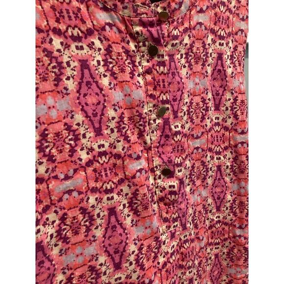 Cynthia Rowley Womens Linen Shirt Dress Size 6 Pink Classic Preppy Beachy Career - Picture 2 of 9